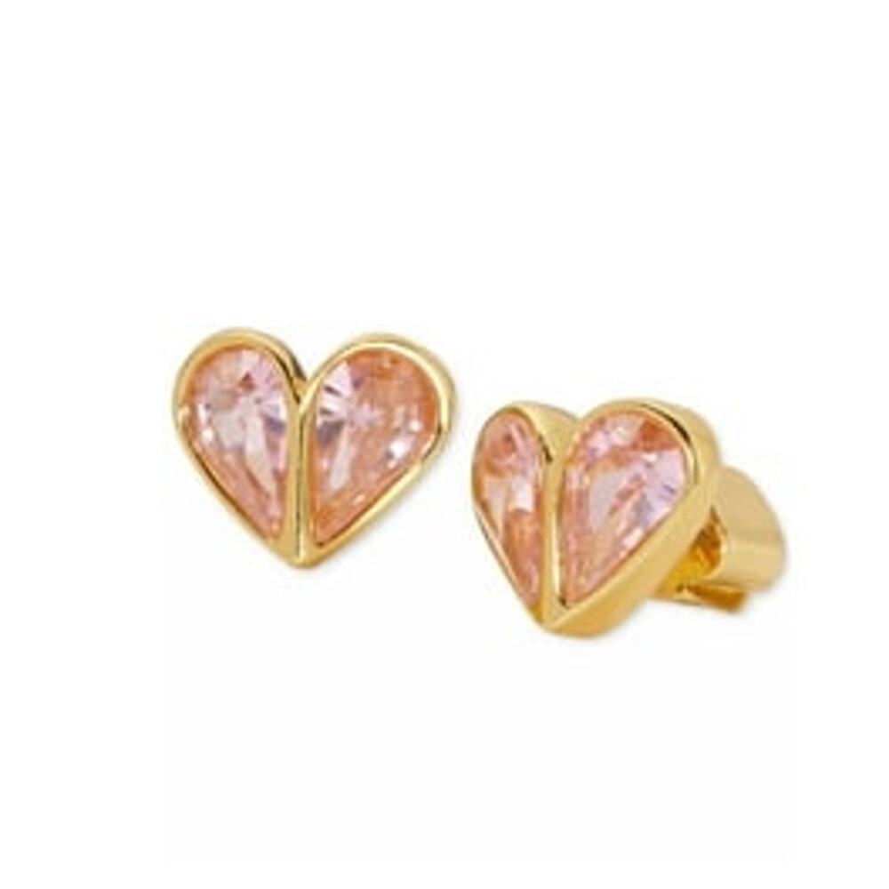 Kate Spade Heart Stud Sparkly Earrings Pink Romantic Girly
